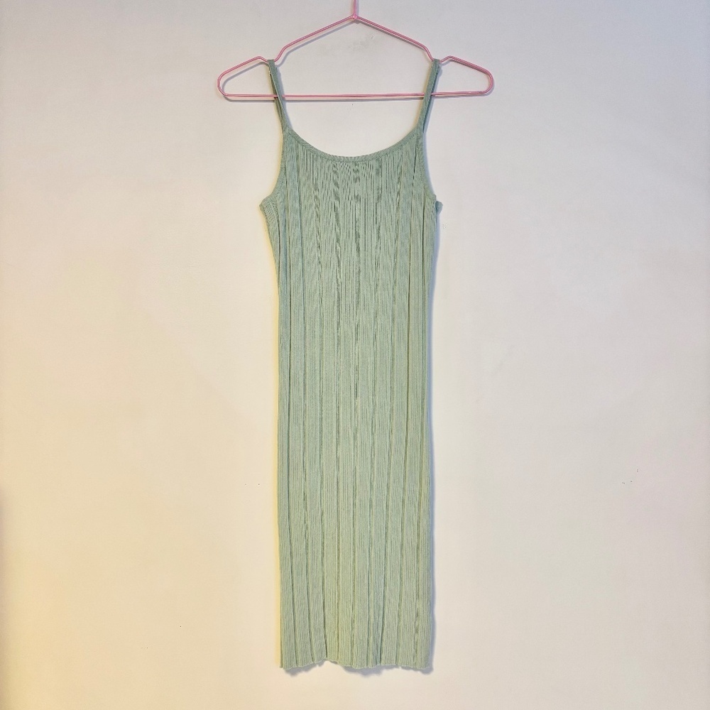House of Harlow Sleeveless Ribbed Midi Dress Pastel Mint Green Womens Size Small